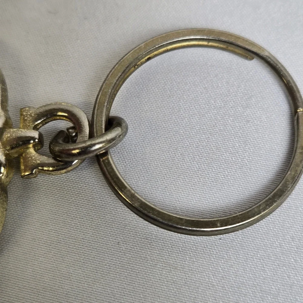 Photo Frame Keychain Charm Enamel Details Crown Mark Gold Tone Vintage 2